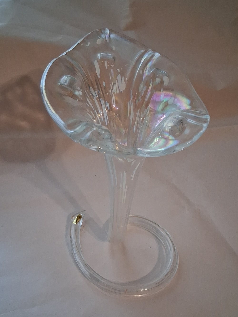 Clear Art Glass Calla Lily/ Jack-in-the-Pulpit Bud Vase - Picture 1 of 3